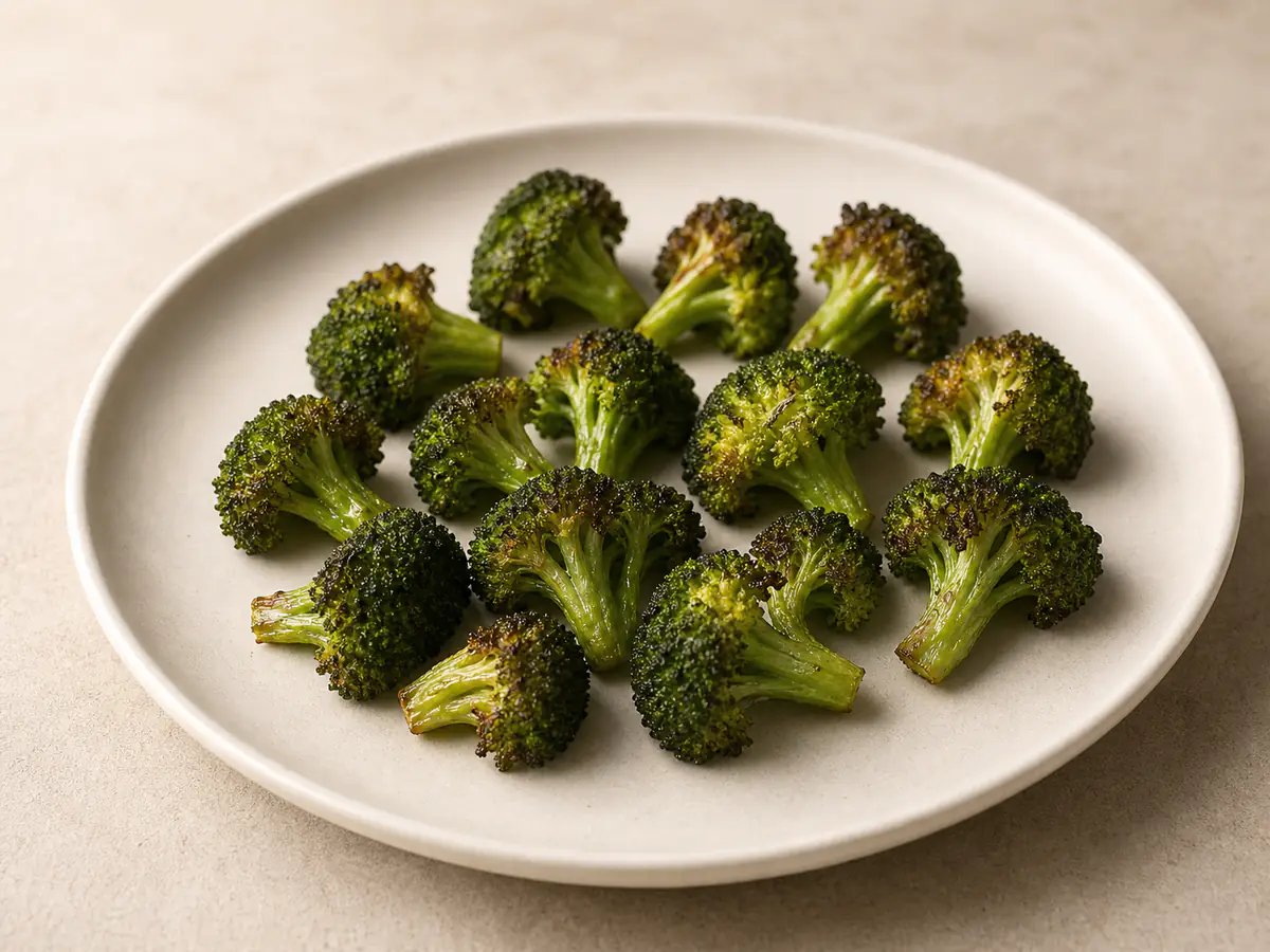 Air-fried Broccoli with a naturally browned surface.