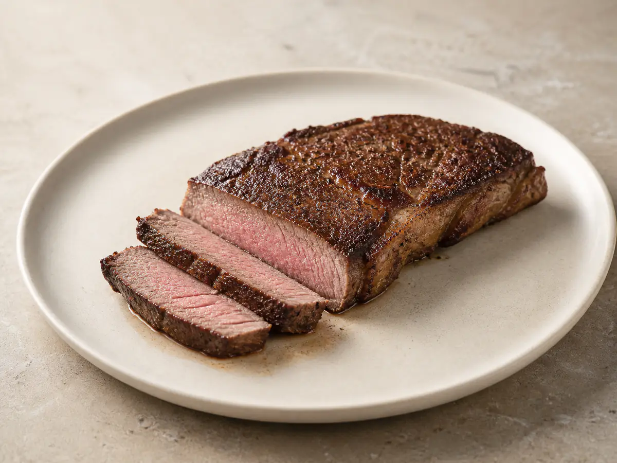 Air-fried Steak with a naturally browned surface.