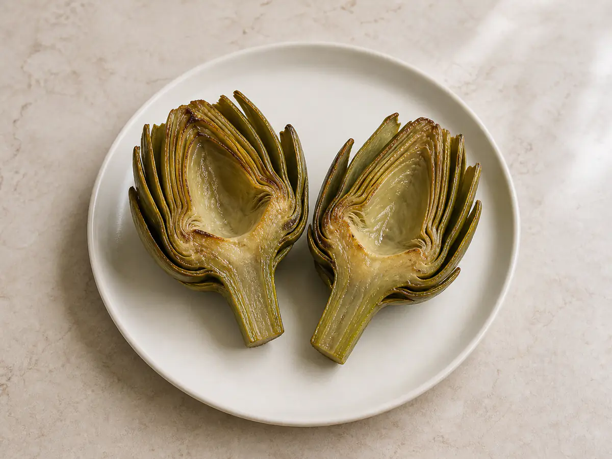 Air-fried Artichoke with a naturally browned surface.