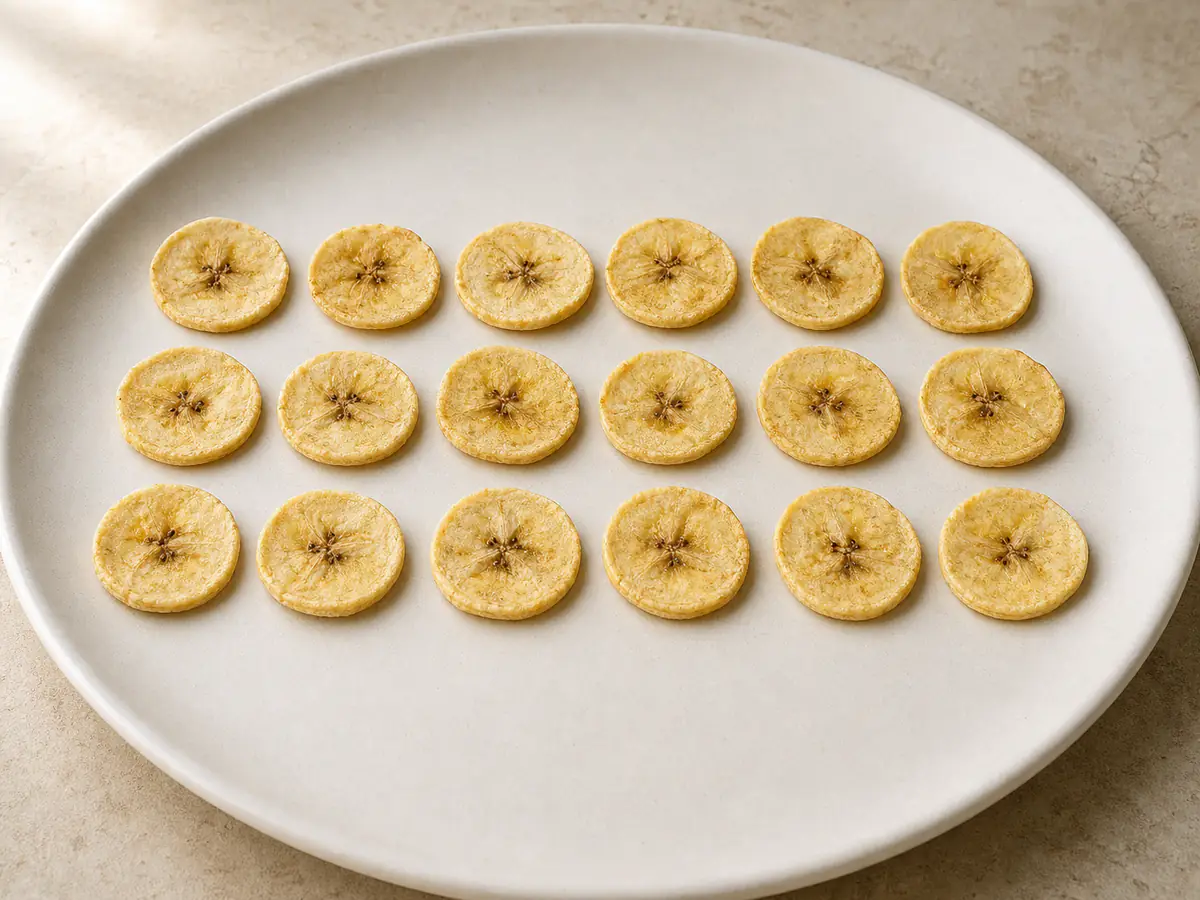 Air-fried Banana Chips with a naturally browned surface.