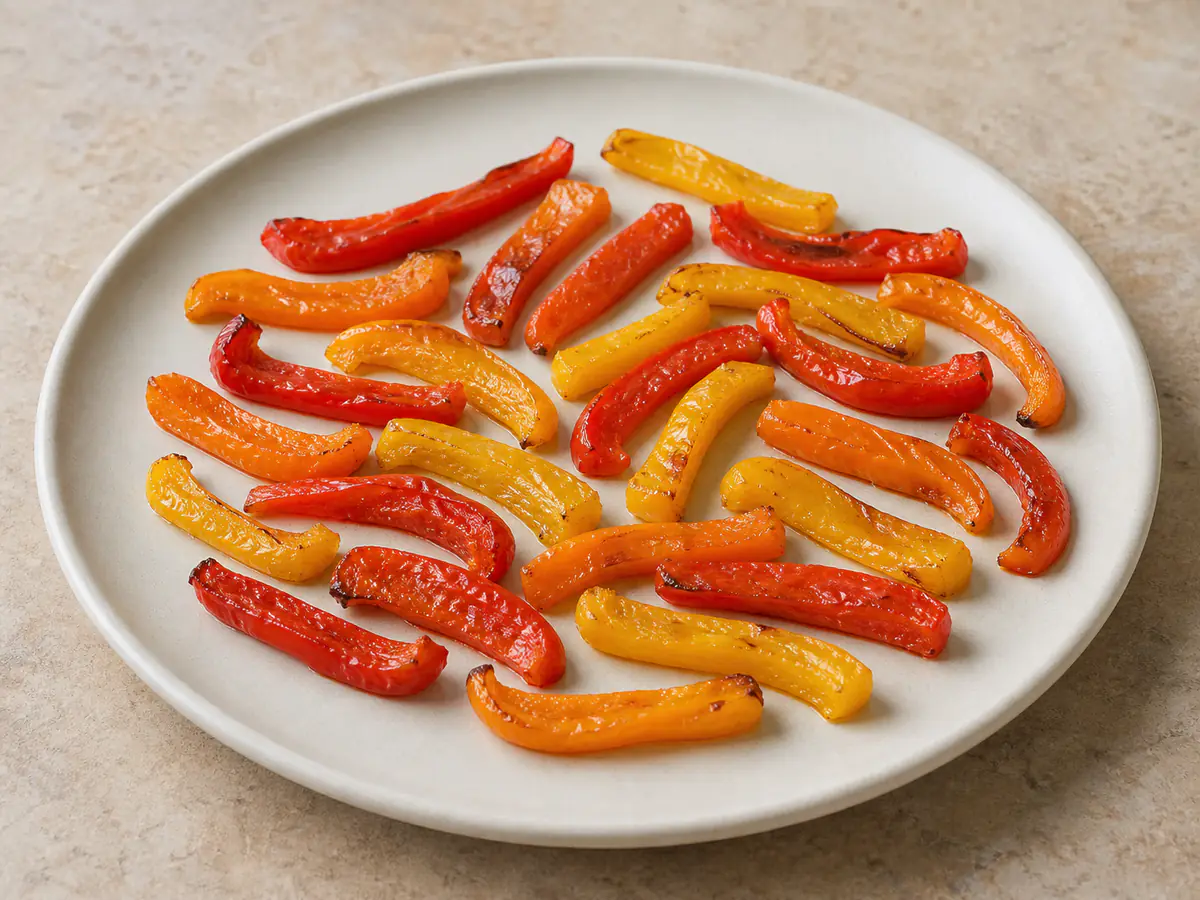 Air-fried Bell Peppers with a naturally browned surface.