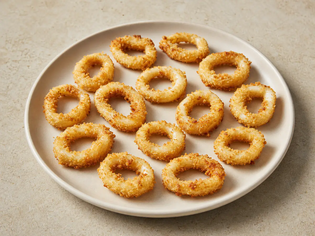 Air-fried Calamari with a naturally browned surface.