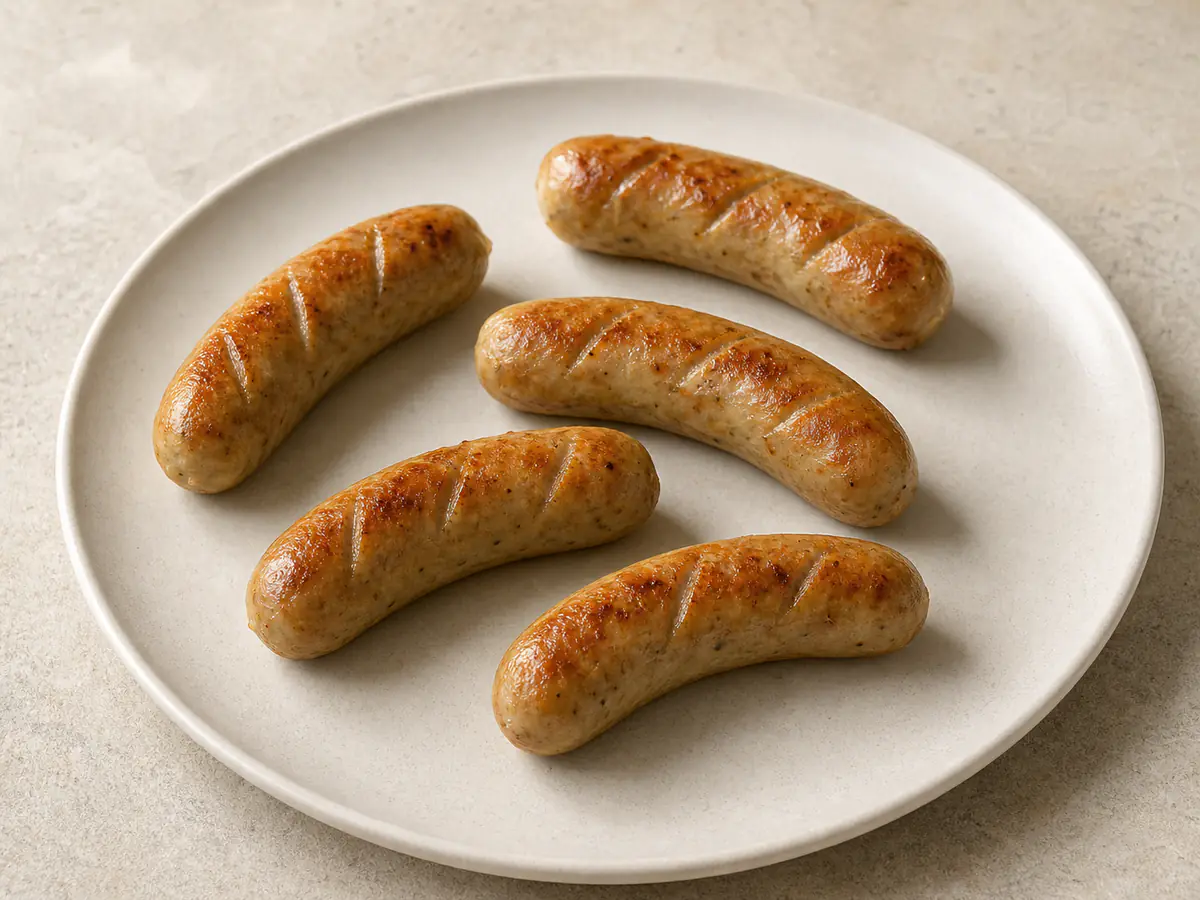 Kipworst uit de airfryer met een natuurlijk gebruind oppervlak.