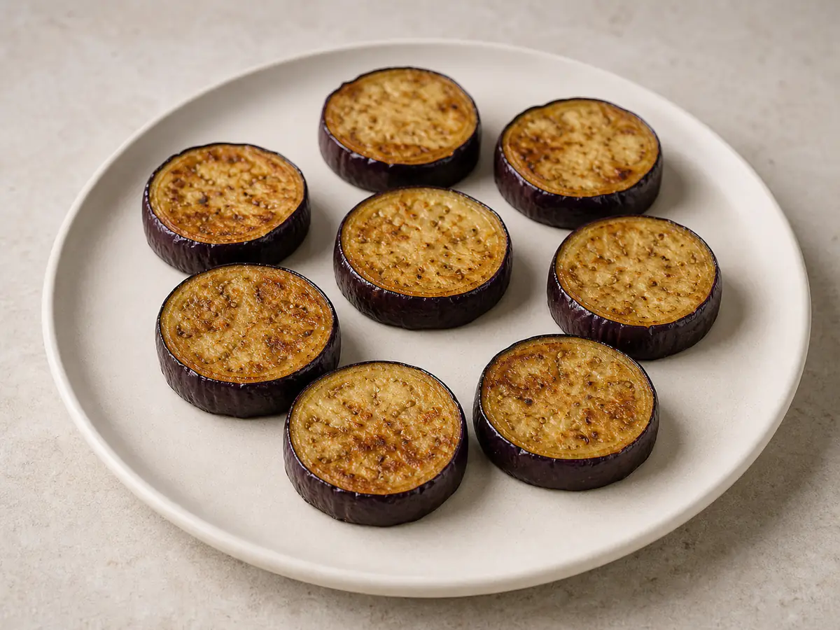Air-fried Eggplant with a naturally browned surface.
