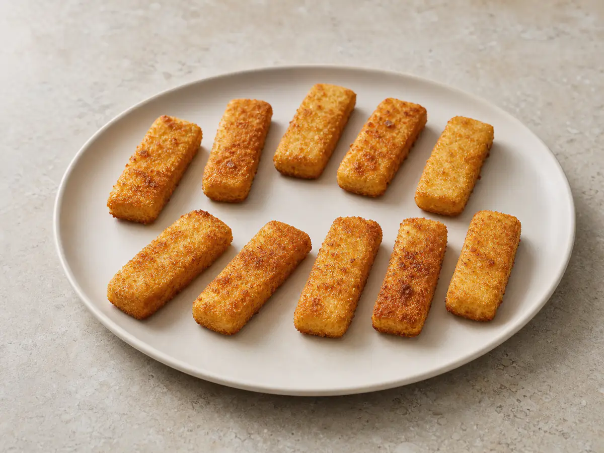 Air-fried Fish Sticks with a naturally browned surface.