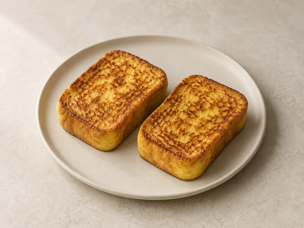 Air-fried French Toast with a naturally browned surface.