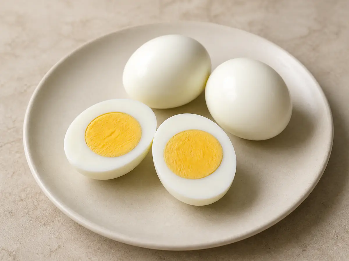 Air-fried Hard-Boiled Eggs with a naturally browned surface.