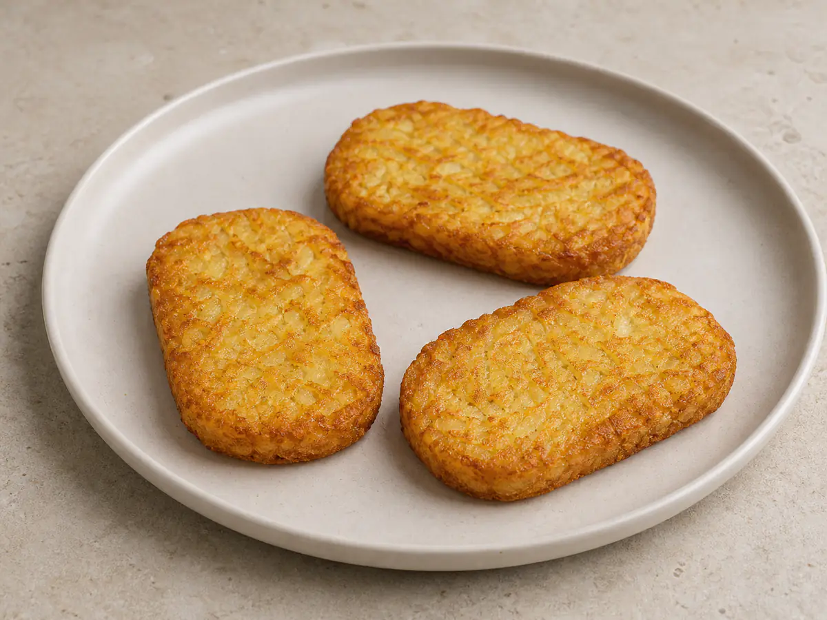 Air-fried Hash Browns with a naturally browned surface.