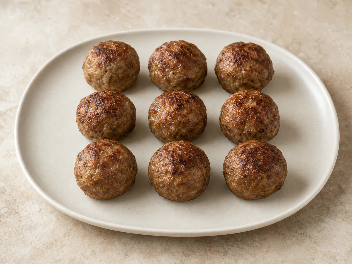 Air-fried Meatballs with a naturally browned surface.