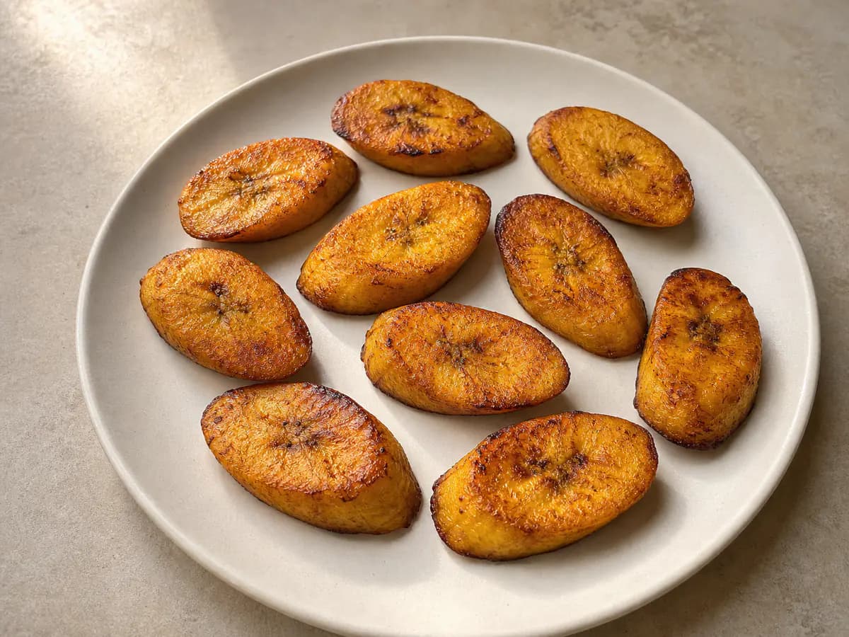 Air-fried Plantains with a naturally browned surface.