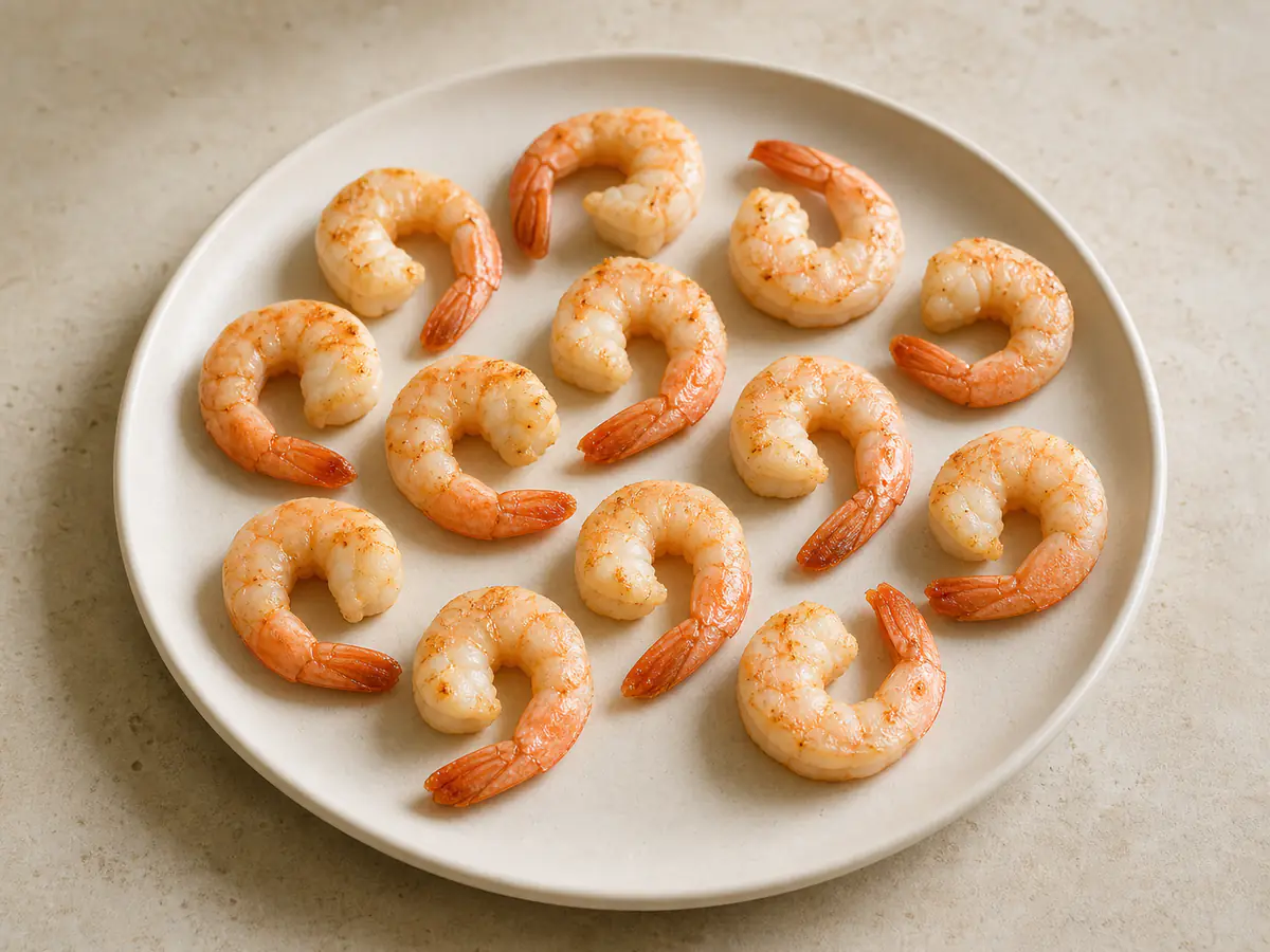 Air-fried Shrimp with a naturally browned surface.