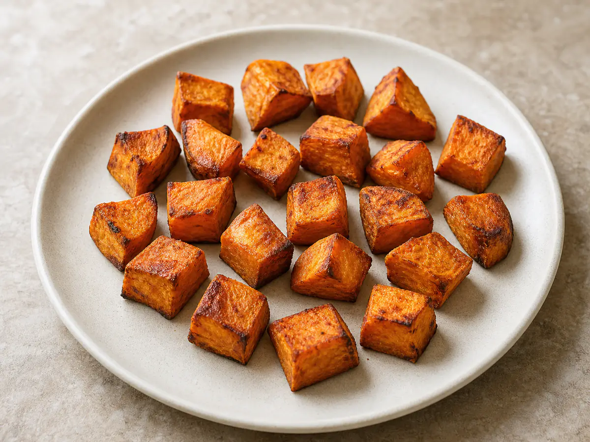 Air-fried Sweet Potato with a naturally browned surface.