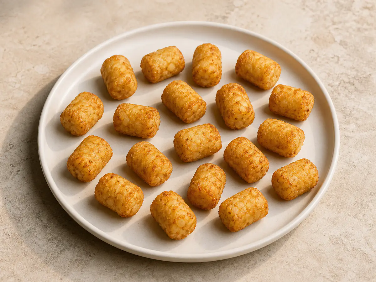 Air-fried Tater Tots with a naturally browned surface.