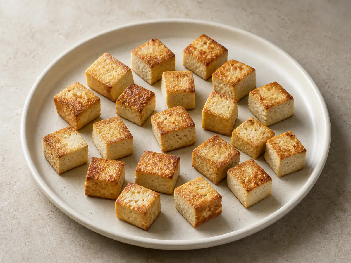 Air-fried Tofu with a naturally browned surface.