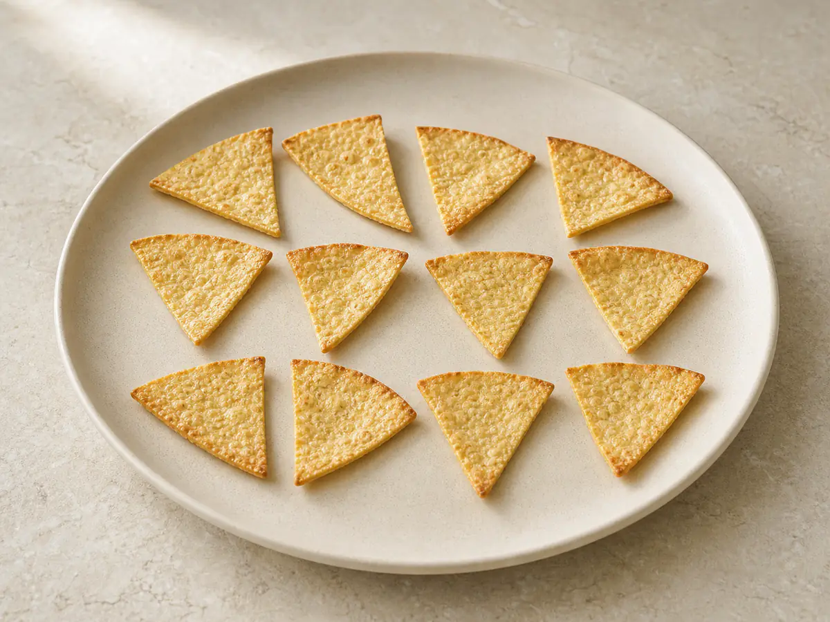 Air-fried Tortilla Chips with a naturally browned surface.