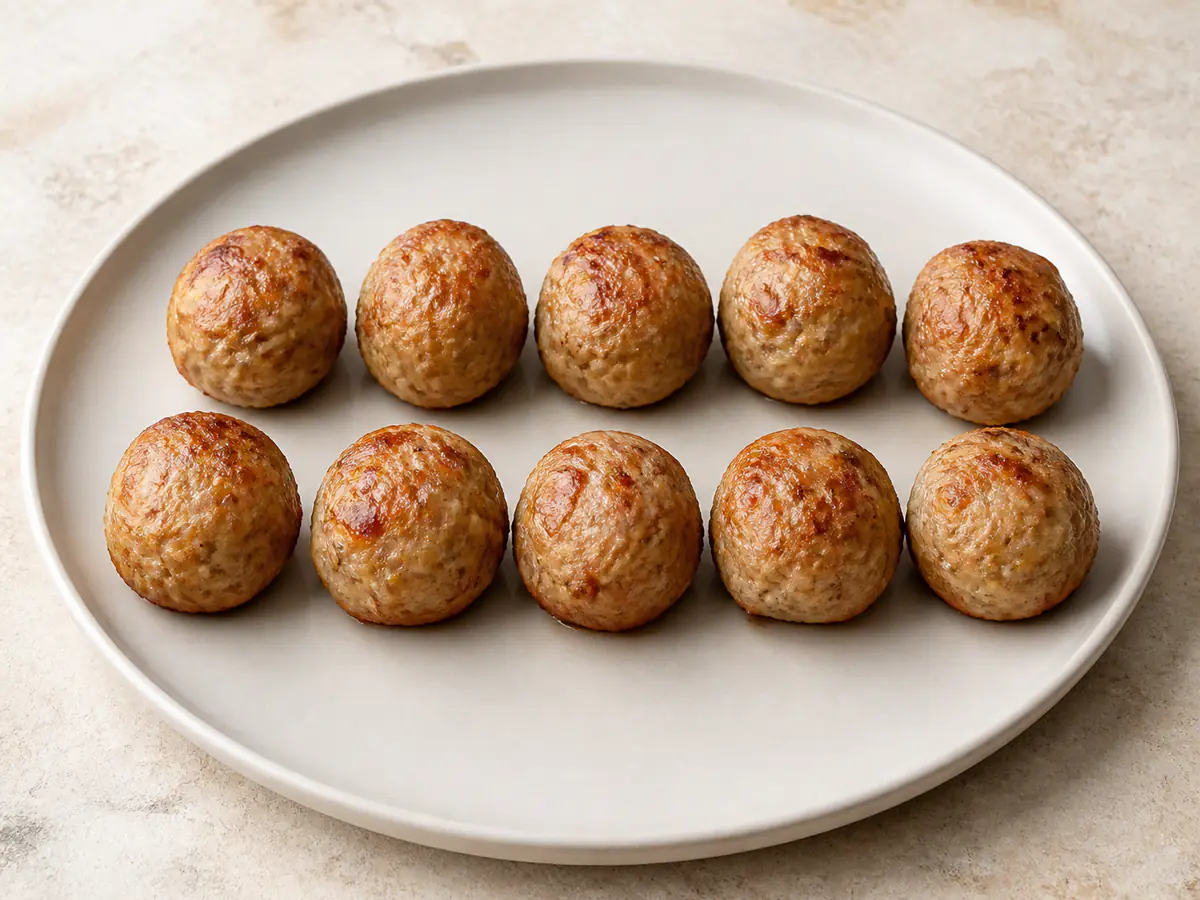 Air-fried Turkey Meatballs with a naturally browned surface.