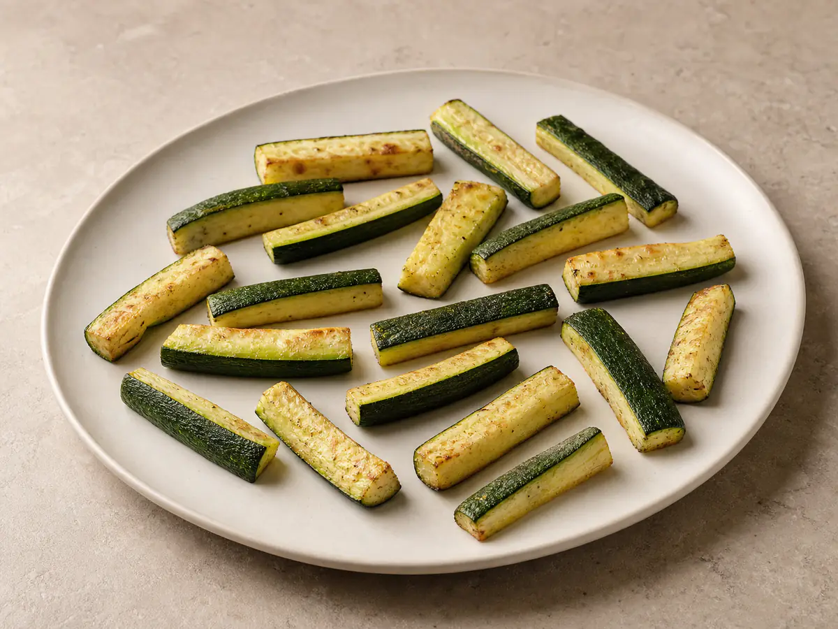 Air-fried Zucchini with a naturally browned surface.